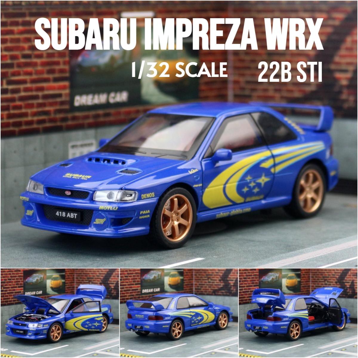 ＳＵＢＩＥ！ ＴＯＹＳ！！ 1/32 Subaru Impreza WRX 22B STI JDM Toy Car Model Diecast Metal