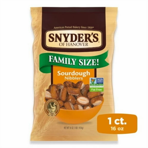 Pack of 2 - Snyder's of Hanover Pretzels, Sourdough Nibblers, Family Size 16 Oz Bag 16 oz Packaging May Vary