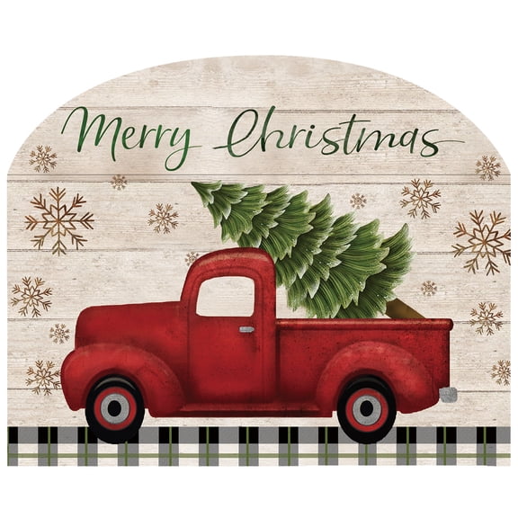Briarwood Lane Art Sign 8.25x10.25 Merry Christmas Pickup Truck For Christmas Art Sign