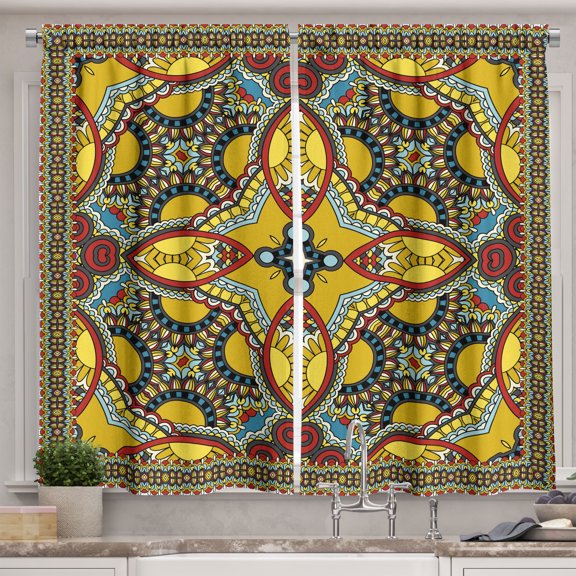 Ambesonne Oriental Kitchen Curtains, Middle Orient Eastern, 55"x39", Multicolor