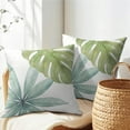 thumbnail image 4 of Tropical Leaves Pillow Covers 20x20 Inch Set of 2 Watercolor Green Palm Leaf Summer Outdoor Throw Pillow Covers Monstera Botanical Plant Pillow Cases Cotton Linen Cushion Covers for Couch Home Decor, 4 of 6