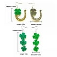 thumbnail image 4 of All Glitter Acrylic Green Clover Floral Dinosaur Hat St. Patrick's Day Earrings, 4 of 9
