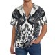 thumbnail image 1 of Fotbe Artistic Black White Peacocks Camisa Estampada de Manga Corta para Hombre, Casual de Verano, Estilo Playero, Sin Arrugas-Medium, 1 of 5