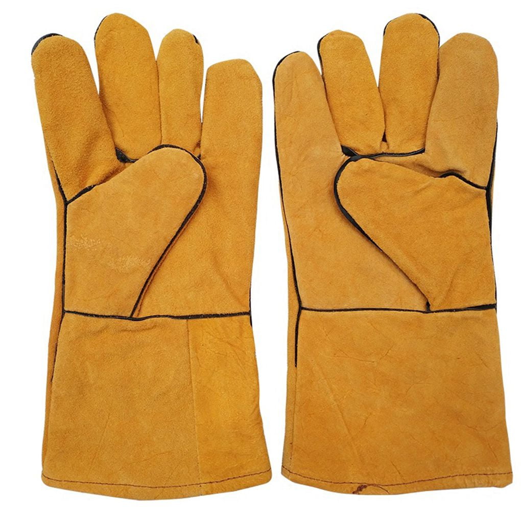 Worallymy Welding Gloves Thick Fire Heat Resistant Forge Gloves Leather ...