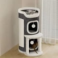 thumbnail image 3 of PrimeGo Cat Climbing Tower Cat Scratching Barrel with 3 Cat Caves Sisal Scratching Pad Multi-tier Cat Play Tower for Multi-cat Family, 3 of 7