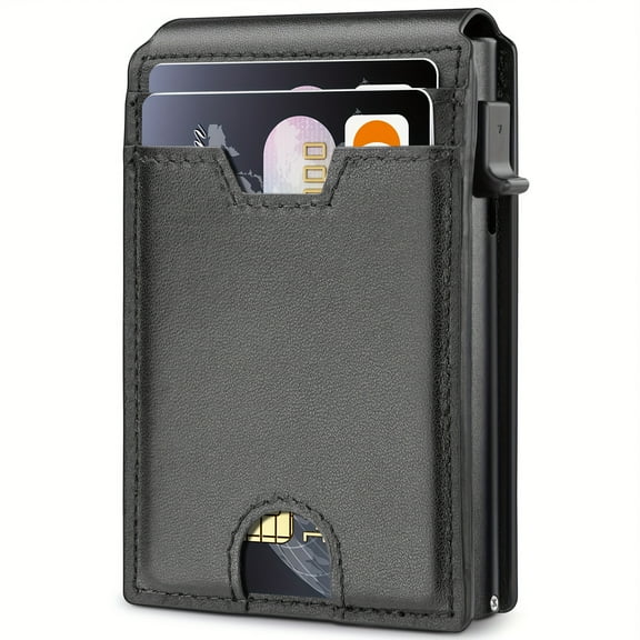 Minimalist Wallet For Men - With Money Clip Slim Leather Slots Credit Card Holder RFID Blocking Bifold Carbon Fiber Wallet
