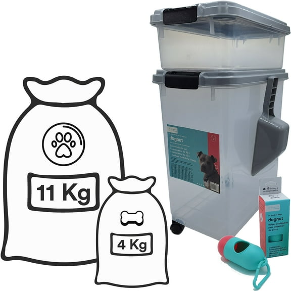Contenedor Hermético para Alimento de mascotas dognut 30 y 10 Litros con cuchara medidora