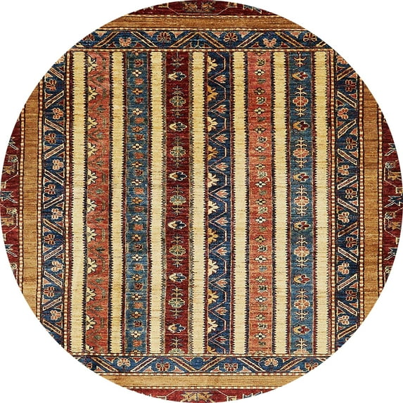 Ahgly Company Indoor Round Abstract Red Abstract Area Rugs, 3' Round