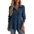 thumbnail image 2 of ClodeEU Womens Long Sleeve Collar Button Peplum Shirts Tops,Cute Trendy Tunic Blouses Navy,Womens Plus XXL, 2 of 6