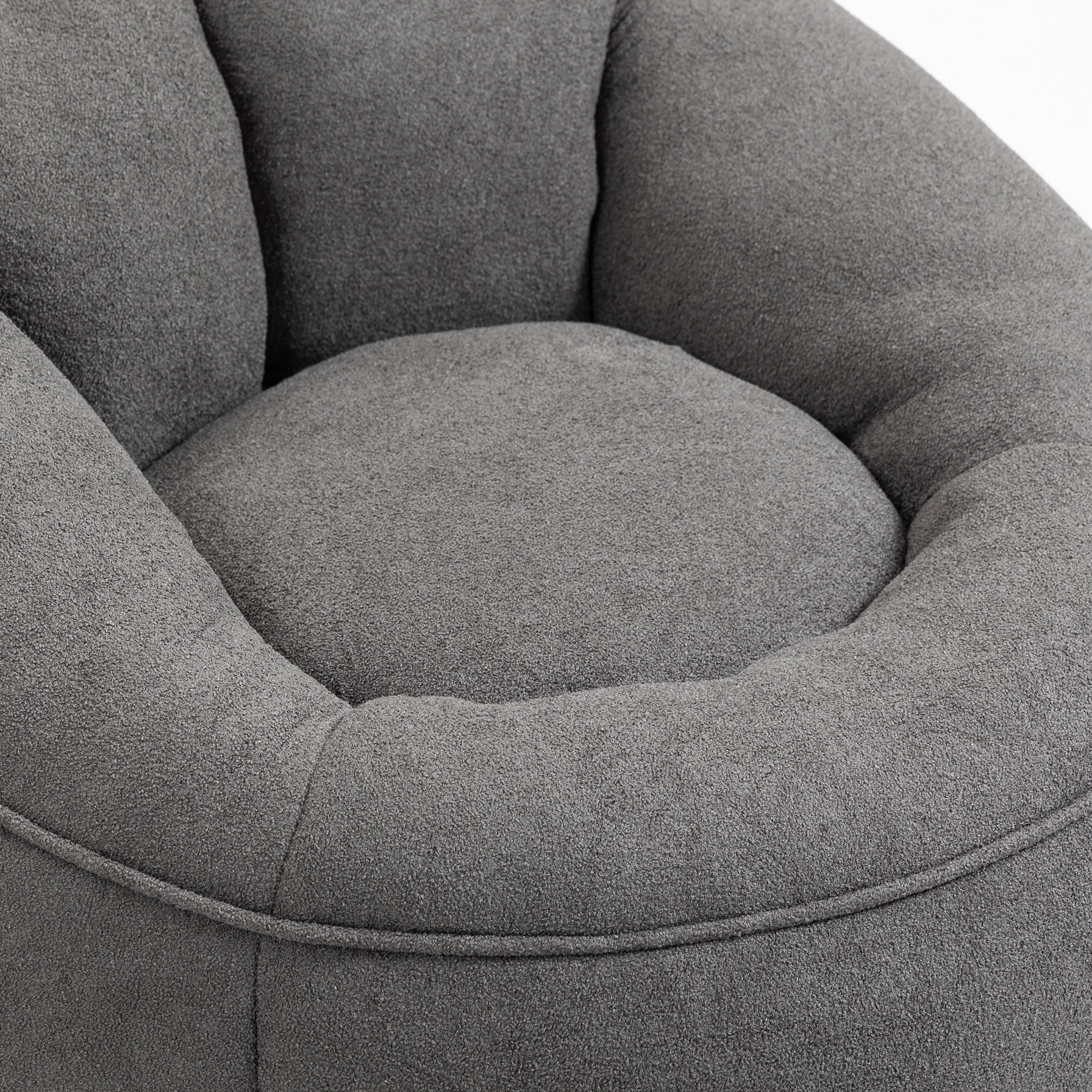 Giant Bean Bag Chair with Footrest, Compressed Foam Lounger for Adults, Microfiber Sofa Seat, Grey