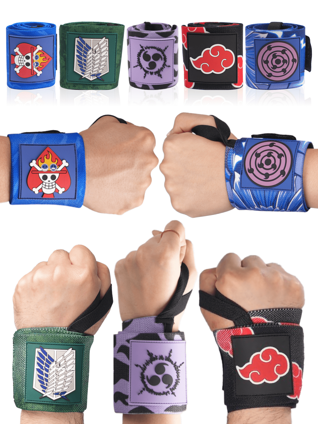 Anime Wrist Wraps 5 Pairs Bundle 24" Lifting Straps for Men and Women