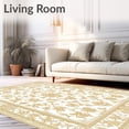 thumbnail image 2 of ODIKA 6'x9' Machine Washable Non-Slip Area Rug, Vintage Elegance Round with Ornate Detailing in Beige High Traffic Rug, Gold, 45495, 2 of 7