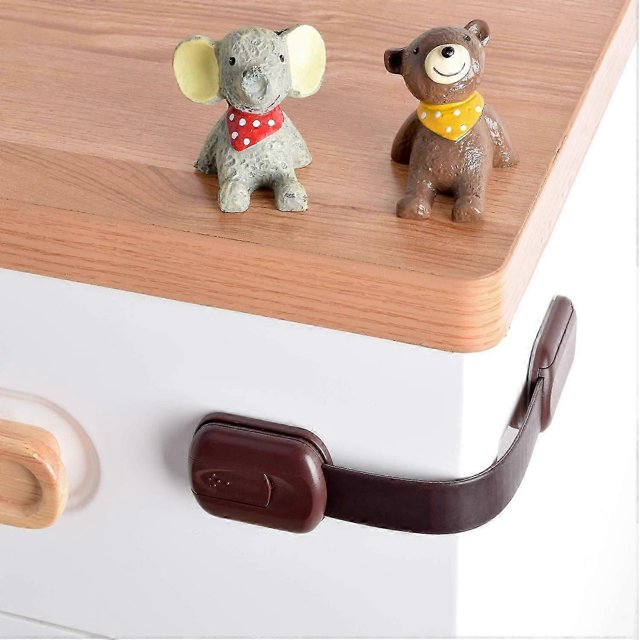 Child Belt Locks - No Tools or Drilling Infant Proofing Cabinet Lock with Adhesive, Adjustable Latches for Cabinet Drawers, Cabinets, Ovens, Refrigera
