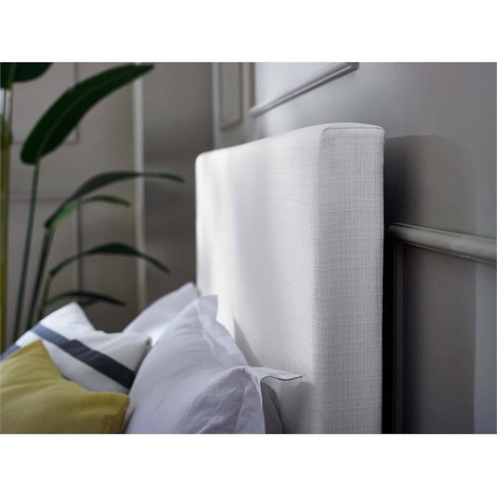 Maklaine Full/Queen Upholstered Linen Fabric Headboard in White