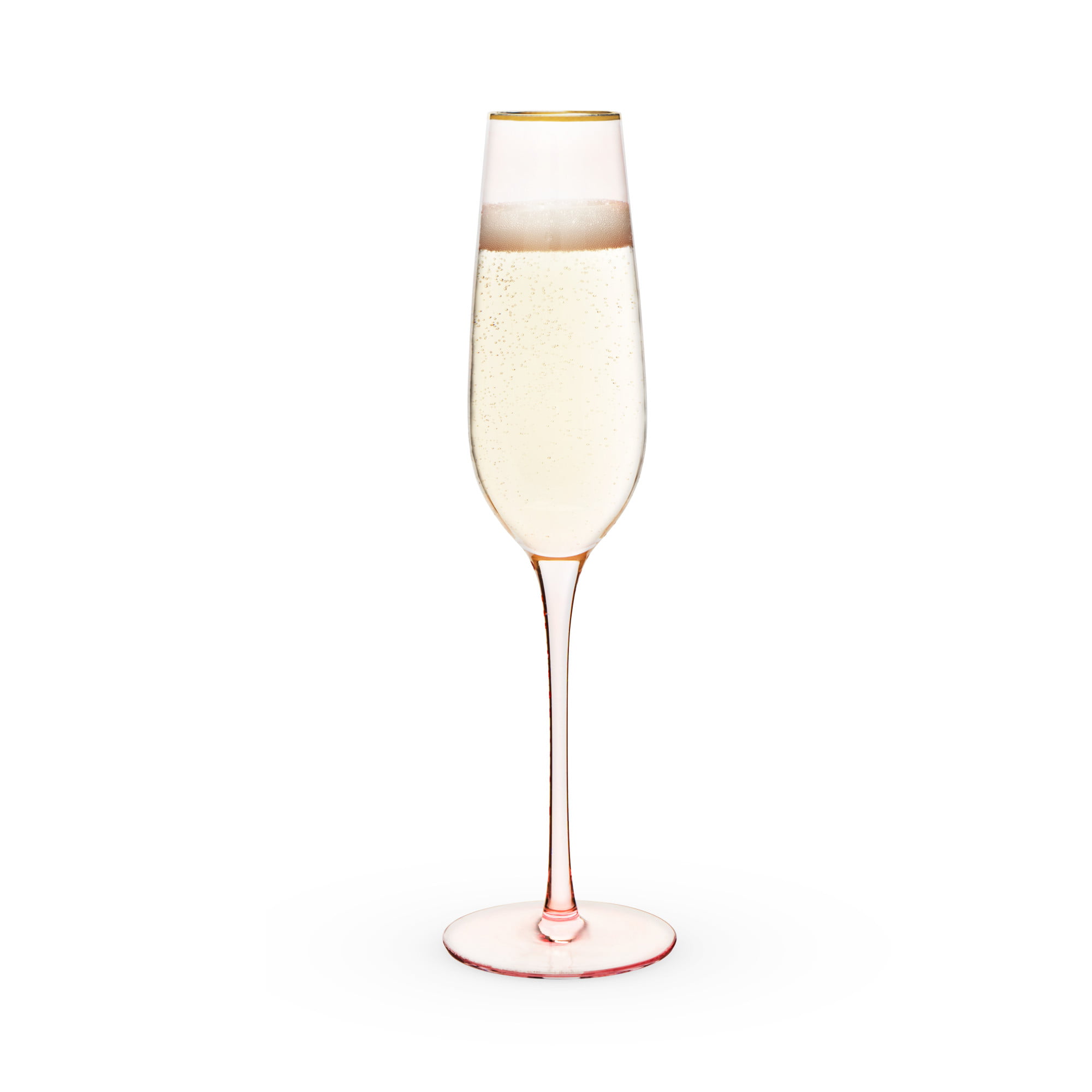 Champagne Flute Tumbler / Rose Gold and Diamond White Stainless