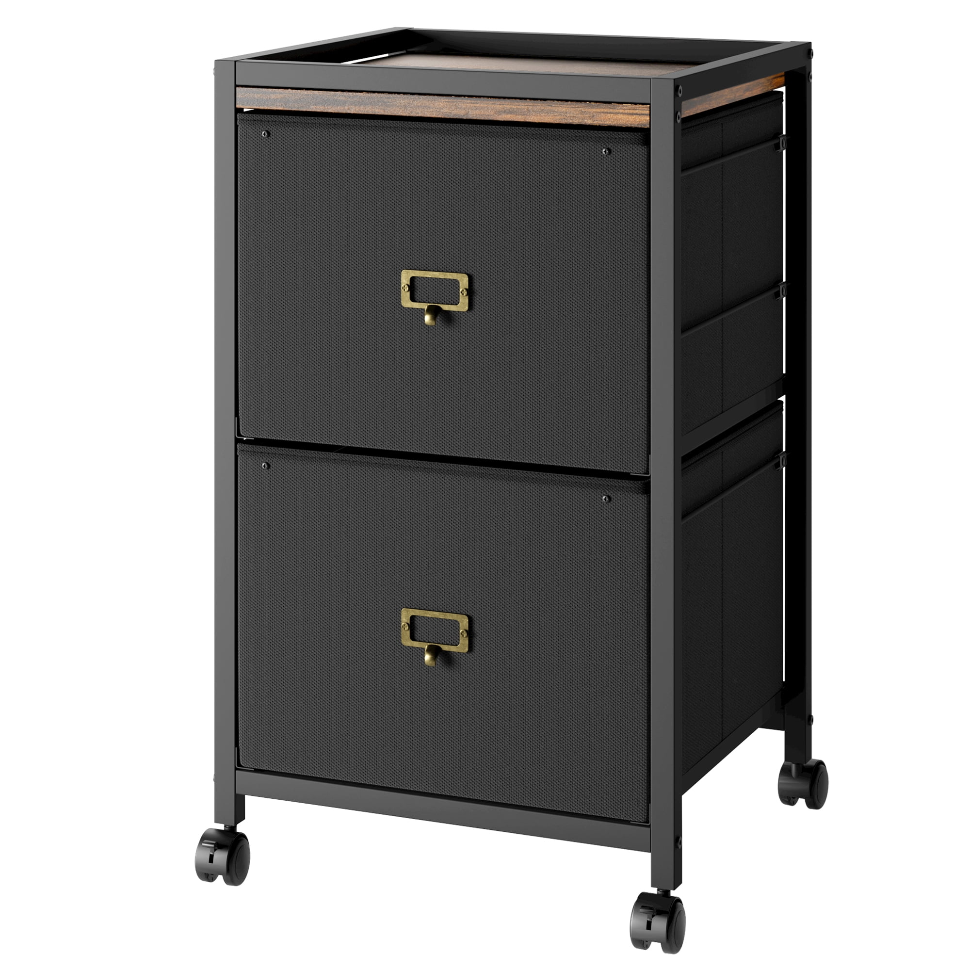4 Drawer File Cabinet, Mobile Filing Cabinet Rolling Printer Stand Fits A4 or Letter Size, Fabric Vertical File Cabinet with Wheels, Under Desk Storage Cabinet for Home, Office