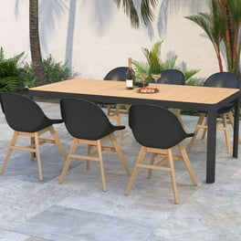 Amazonia Seville 7 Pieces Rectangular Outdoor Dining Set Teak Finish Ideal for Patio Walmart