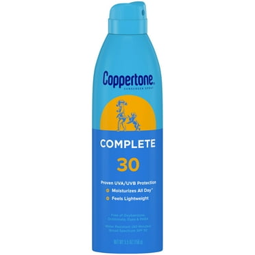 Coppertone Complete Sunscreen Spray, SPF 30 Spray Sunscreen, 5.5 Oz