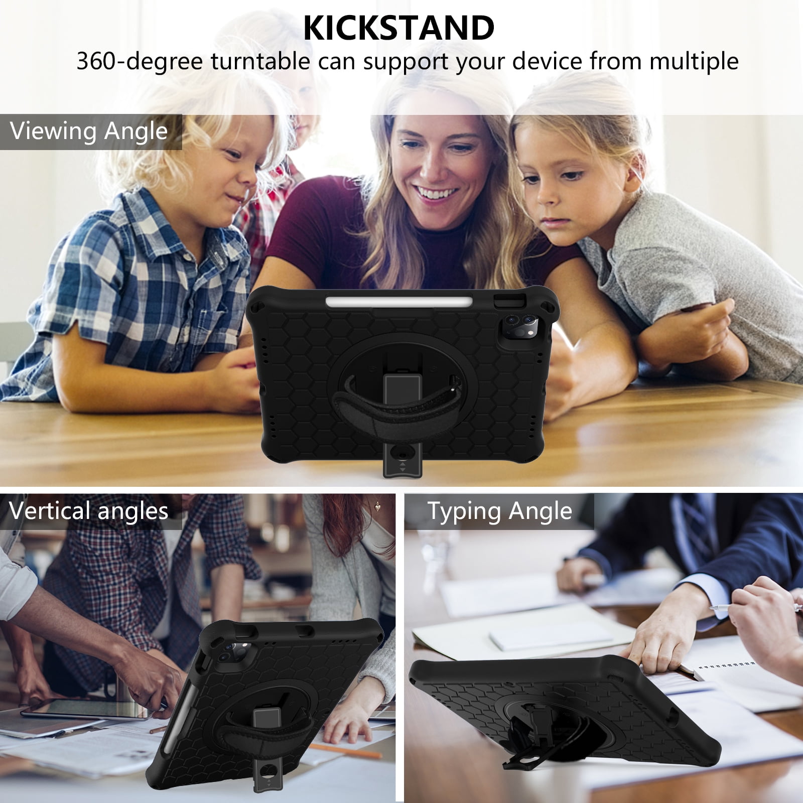 Mantto Shockproof Case for iPad 10th Generation 10.9" 2022 iPad Case with Shoulder Strap,Heavy Duty Rotating Kickstand Hand Strap Rugged Defender Protective Case w/Pencil Holder, Black