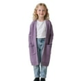 thumbnail image 5 of Dagugfen Baby Girls Clothes Sweater Cardigan Long Sleeve Loose Comfy Solid Color Casual Long Outwear 3-11 Years, 5 of 7