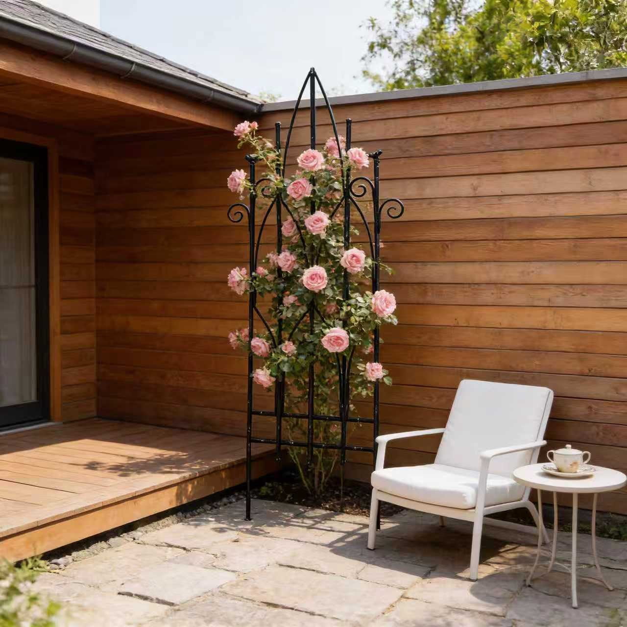 CQSXDA Iron Garden Fence with Vintage Finish 19.69 Inch x 67.72 Inch Decorative Panels for Outdoor Pathway Protection