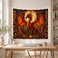 thumbnail image 4 of Medieval Dragon in Stained Glass Circle, Mystical Fantasy for Dragon Lovers, Gothic Wall Art Housewarming Gift Tapestry Wall Hanging for Bedroom, Living Room, 4 of 6