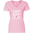 thumbnail image 3 of Inktastic Breast Cancer Awareness Fight Believe Hope Survive Women's V-Neck T-Shirt, 3 of 5