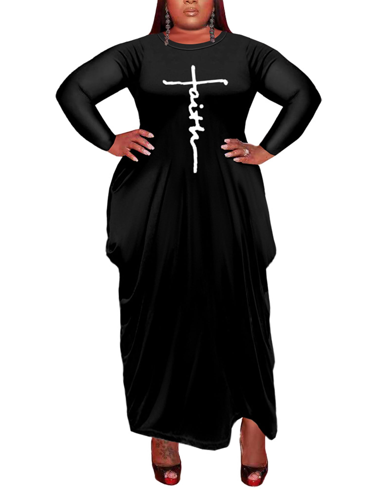 Crianlook Fall Winter Elegant Dress For Women Long Sleeve Maxi Dress