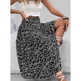 thumbnail image 4 of Women'S Print Long Skirts High Waist Split A Line Full Length Maxi Skirt Black L, 4 of 8