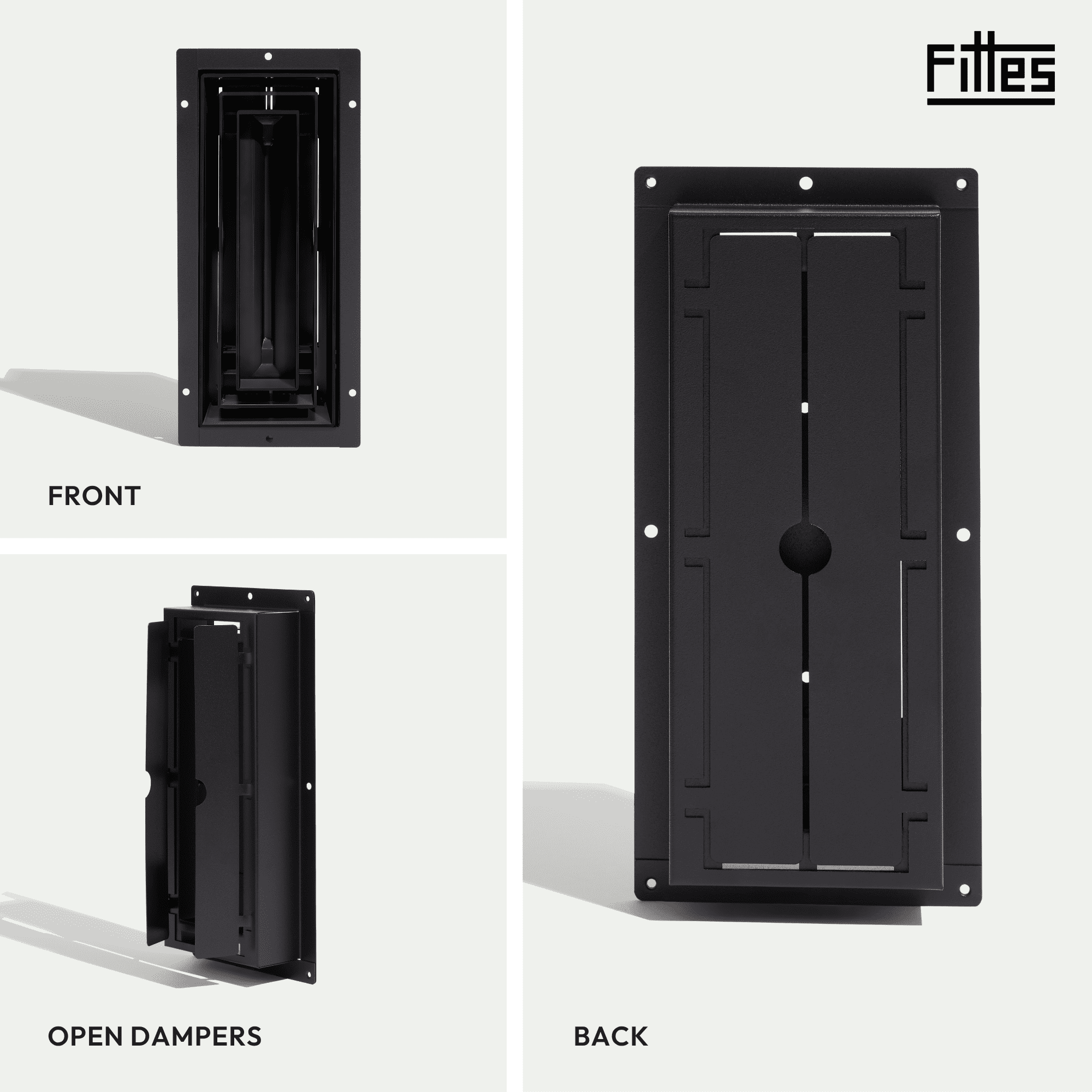 Fittes Flush Floor Vent [Lite+], ABS Plastic HVAC Air Return Register Cover, Customizable Adjustable Improved Airflow Solution for Home Floor, Damper Included – 4"x10" – Matte Black – 1 Pack