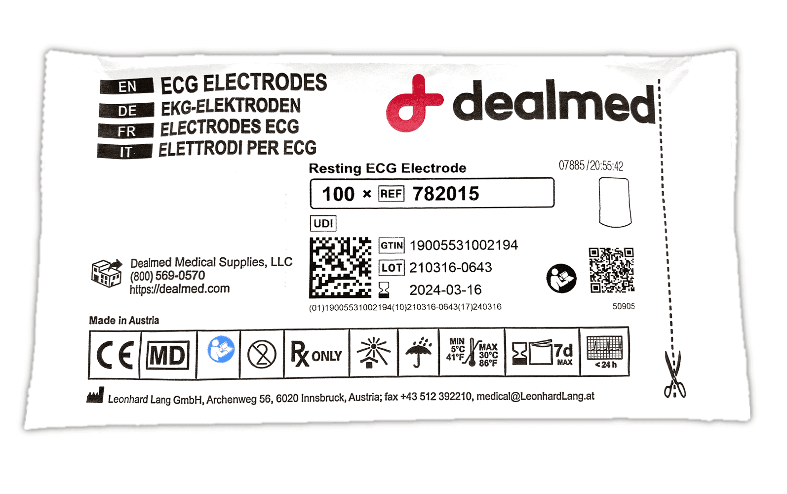 Dealmed Resting ECG Electrodes Single Use Pads with Self Adhesive Stickers for