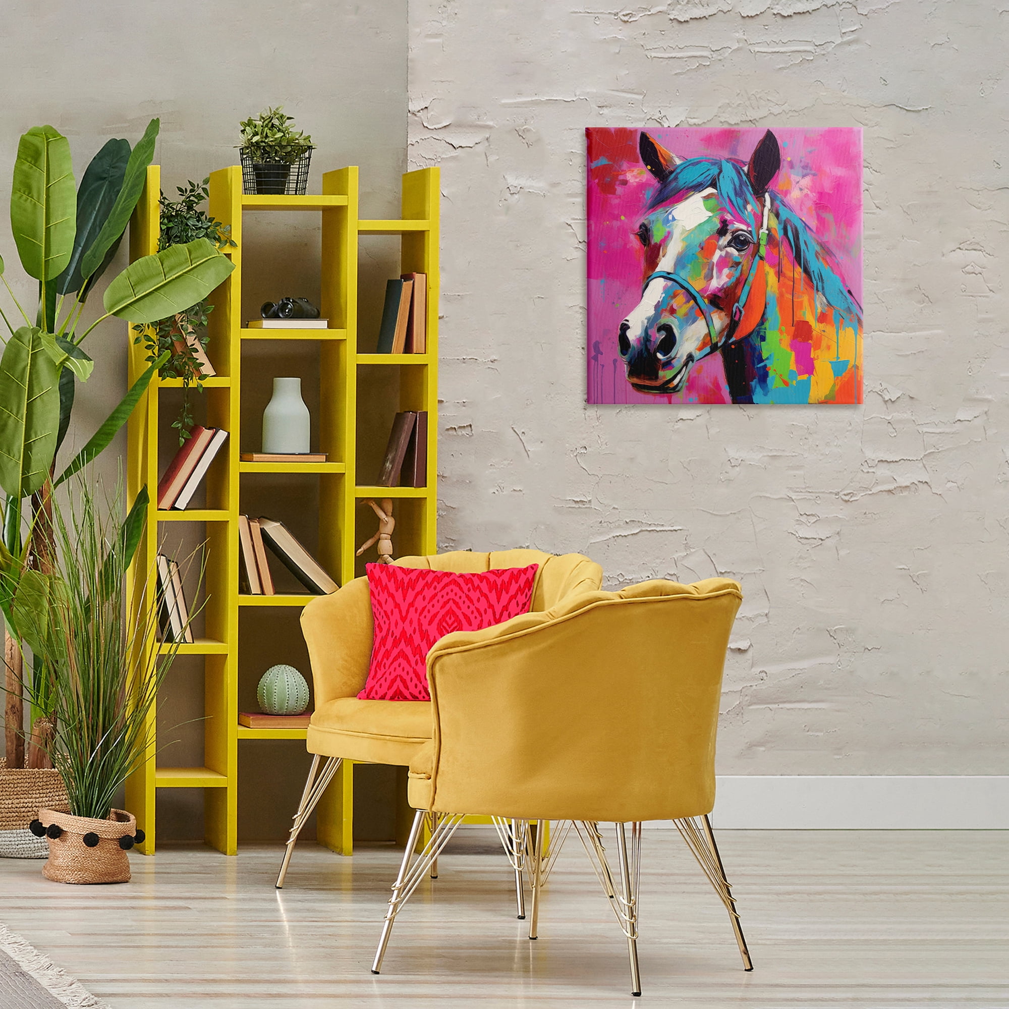 Stupell Industries Modern Hue Horse Animals & Insects Painting Gallery Wrapped Canvas Art Print Wall Art, 24 x 24