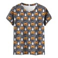 thumbnail image 5 of Women's Halloween Graphic T Shirts Cute Ghost and Pumpkin Pattern Print Short Sleeve Crewneck Casual Fall Tops Lightweight Comfortable Holiday Tees, 5 of 8