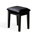 thumbnail image 3 of Modern Design Solid Wood Stool, PU Leather Material, Square Stool Suitable for Bedroom Living Room Entrance， 264lbs Load -black, 3 of 5