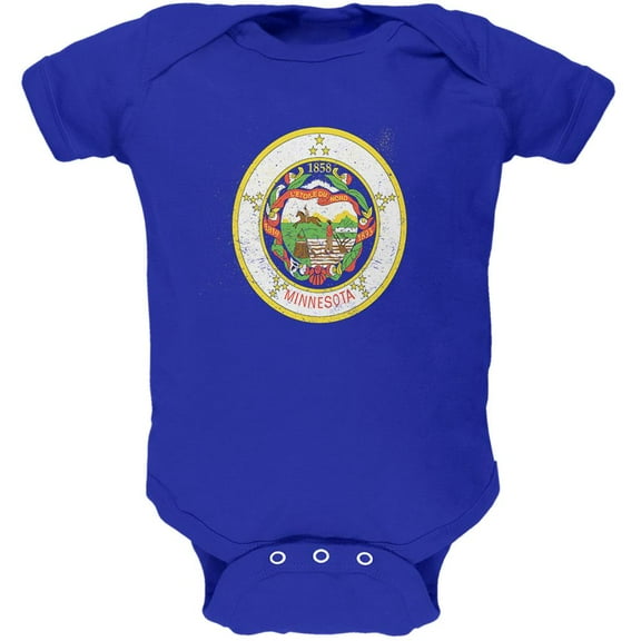 Born and Raised Minnesota State Flag Soft Baby One Piece Royal 12-18 M