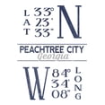 thumbnail image 1 of Peachtree City, Georgia, Latitude and Longitude (Blue) (36x54 Giclee Gallery Art Print, Vivid Textured Wall Decor), 1 of 3