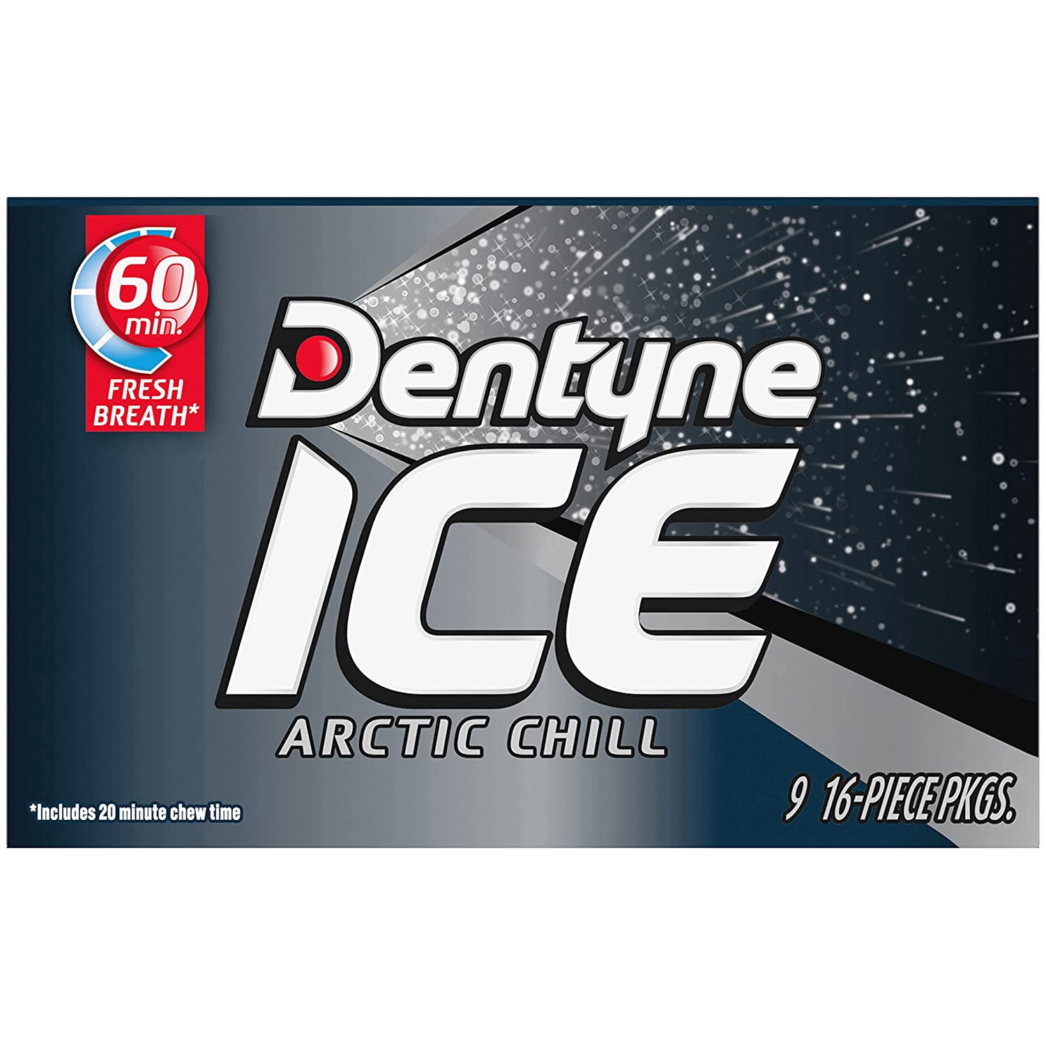 Dentyne Ice Arctic Chill Sugar Free Gum, 16 Piece Count Pack of 9 (144 Total Pieces) 2 Pack Boxes Bundle Double Up and Save