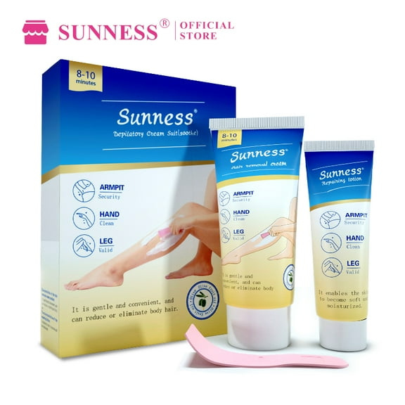 sunness Hair Removal Cream Kit – Painless & Effective for Sensitive Skin, Long-Lasting Smoothness, with Soothing Aloe Vera & Vitamin E