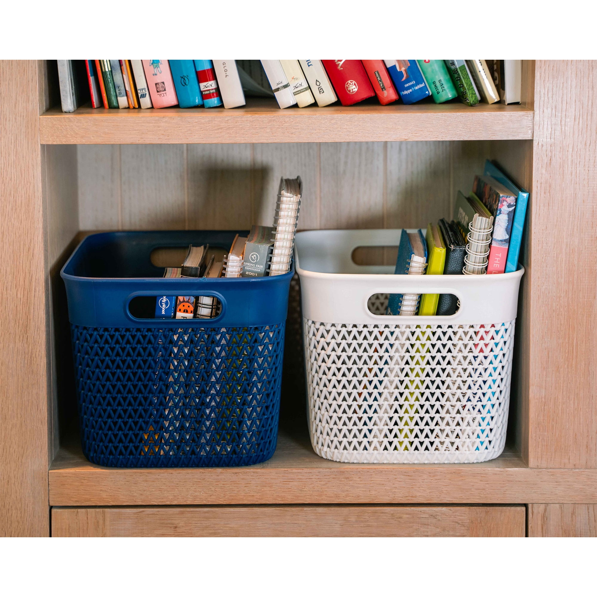 Life Story 16 Quart Decorative Storage Basket, Large Plastic Home Organizer, Gray