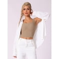 thumbnail image 4 of DARING DIVA Women's Square Neck Ribbed Slim Fit Tank Top Built-In Bra S Light Brown, 4 of 6