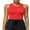 Red, variant on Anwell Ribbed Seamless Tank Top for Womens High Neck Cropped Tops Built-in Bra