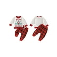thumbnail image 2 of Baby Toddler Boys Girls 2Pcs Christmas Outfits 6 12 18 24 Months 2T 3T 4T Long Sleeve Round Neck Sweatshirt and Plaid Pants Set Winter Clothes, 2 of 9