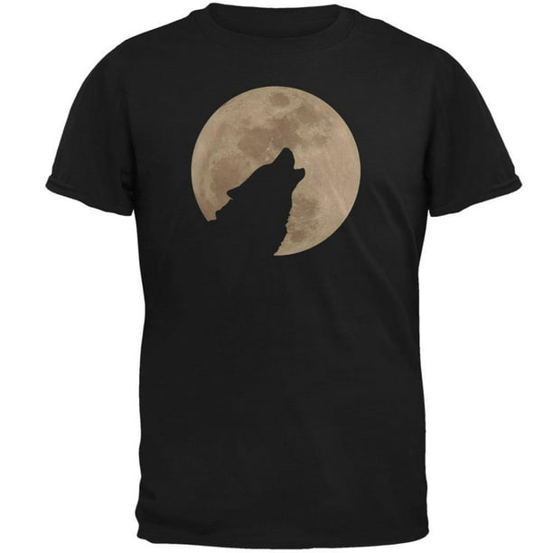 Old Glory - Wolf Howling Moon Silhouette Mens T Shirt Black MD ...