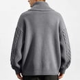 thumbnail image 5 of Xdegoge Mens Cardigans Button Down Stand Collar Thick Chunky Cable Knit Sweaters with Pockets Winter Warm Relaxed Fit Knitted Vintage Fall Coat M-4Xl, 5 of 9