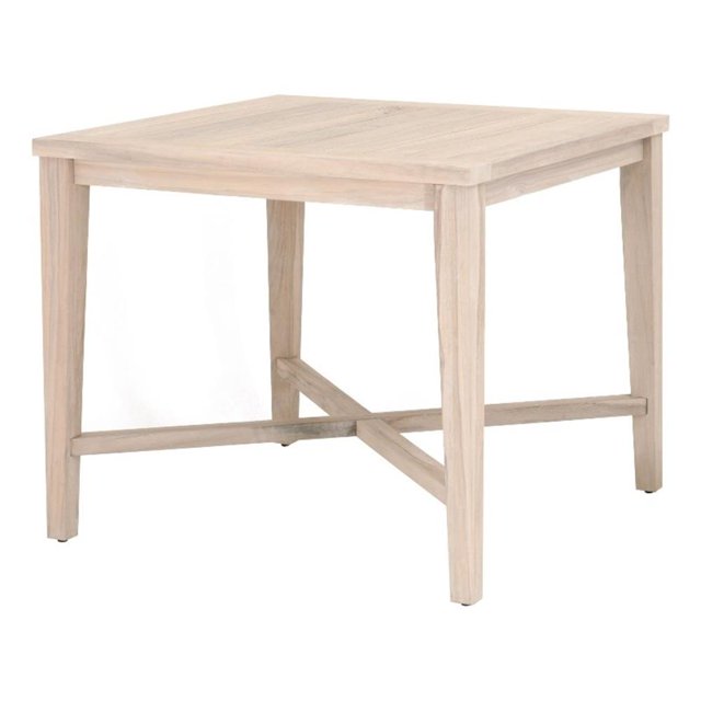 Pemberly Row Table d'Extérieur Carré en Teck de 42 Pouces Hauteur Comptoir, Gris