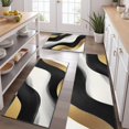 thumbnail image 2 of Black White Marble Gold Wave Pattern Kitchen Rugs Sets Of 3,Kitchen Runner Rugs Non Skid Washable,Decorative Kitchen Floor Mats for Kitchen,Sink,Laundry,17"x30"+ 17"x47" + 17"x59", 2 of 6