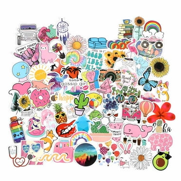 100pcs Trendy Water Bottle Stickers Pack, Vinyl Waterproof Cute Stickers Laptop Scrapbook Vsco Stickers Aesthetic Decals Computer Hydroflask Stickers Gifts for Adults Women Teens Girls