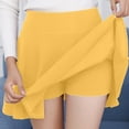thumbnail image 3 of YUEJUIR Tennis Skirt Women Fashion Casual Short Style Solid Half Skirt Anti Glare Sun Skirt Pleated Skirt Tennis Skirts for Women Skirt Skirt with Shorts Underneath (Yellow,XL), 3 of 5