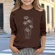 thumbnail image 1 of Blusas y camisas de cuello redondo y manga larga para niños, blusas/camisas de poliéster con estampado de corazones, mangas 3/4 y cuello redondo, elegantes e informales., 1 of 5
