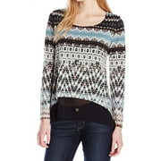 Karen Kane Women's Layered Contrast Hem Top, Print, XS